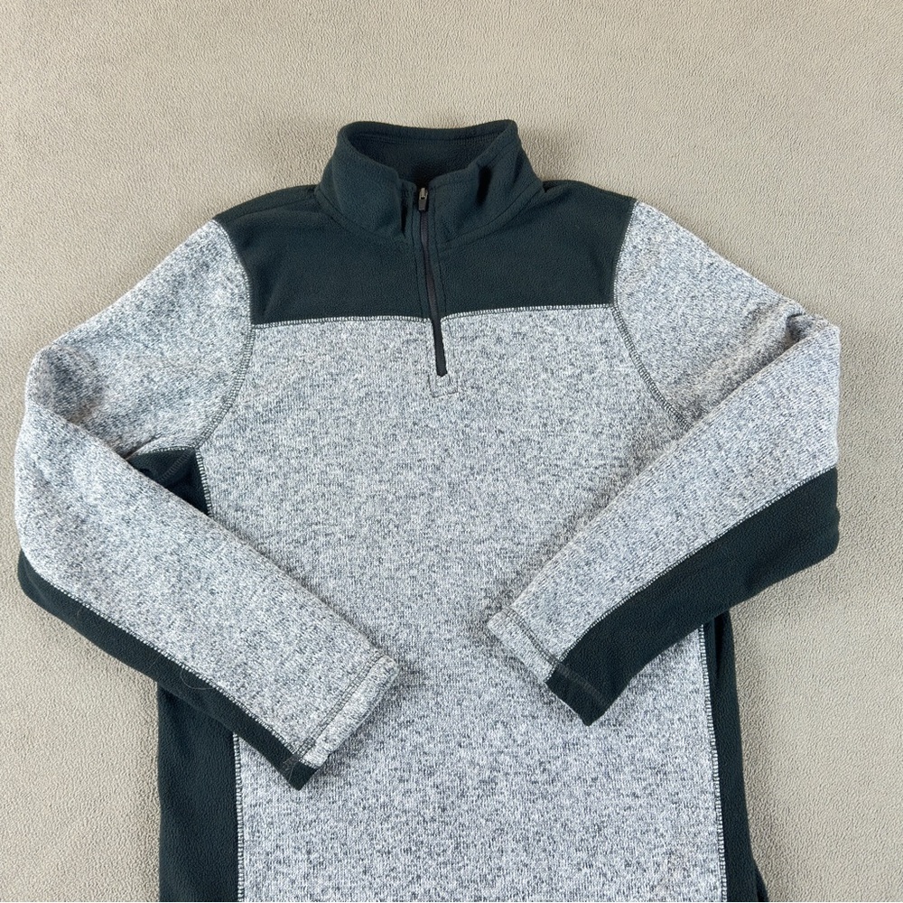 Champion Boy's Quarter-Zip Sweater in Heather Gray and Dark Charcoal L ( 12-14 )